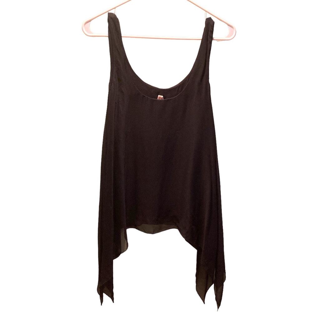 Bailey 44 Women's Asymmetrical Sheer Sleeveless Tank Top Size XS Black